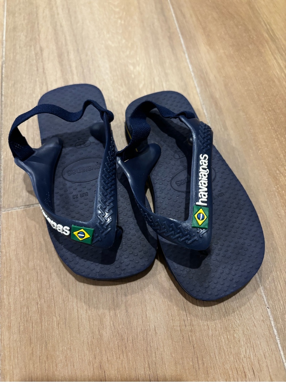 Havaianas Navy Blue Flip Flops with Brazilian Flag